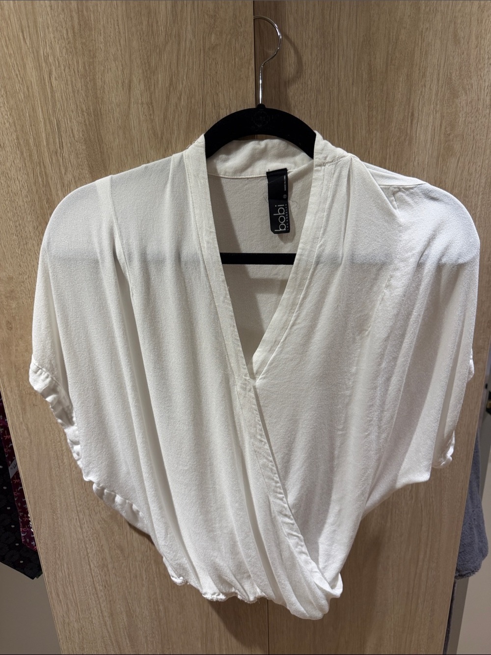 bobi white Surplice Dolman Wrap Blouse XS